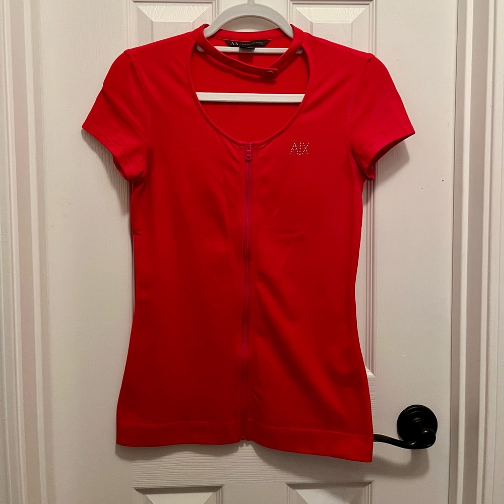 Zip up short sleeve w choker